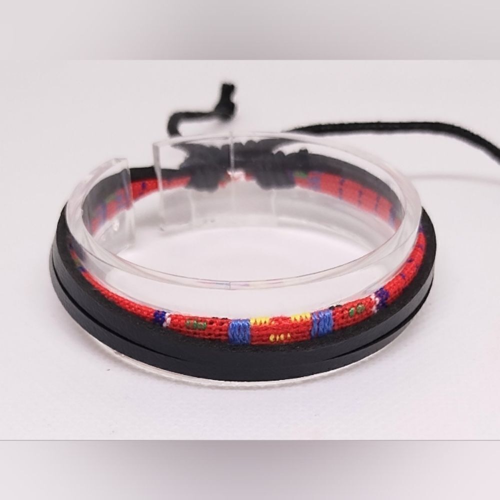 Men's‎ bracelet leather layered black new e27